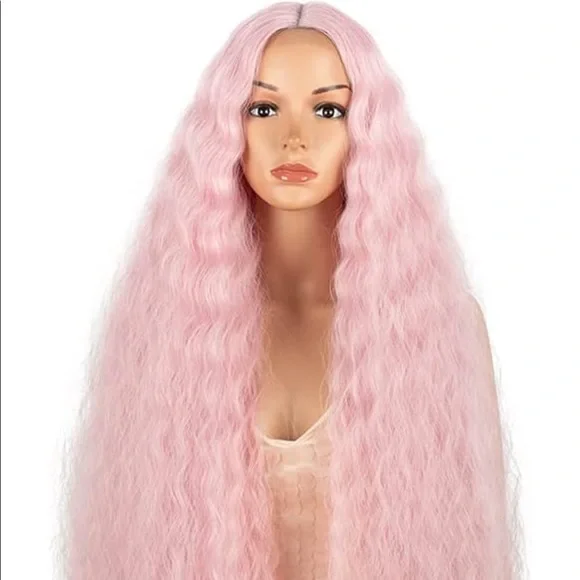 - LONG 40” Pink NATURE WAVY LACEFRONT WIG *NEW*